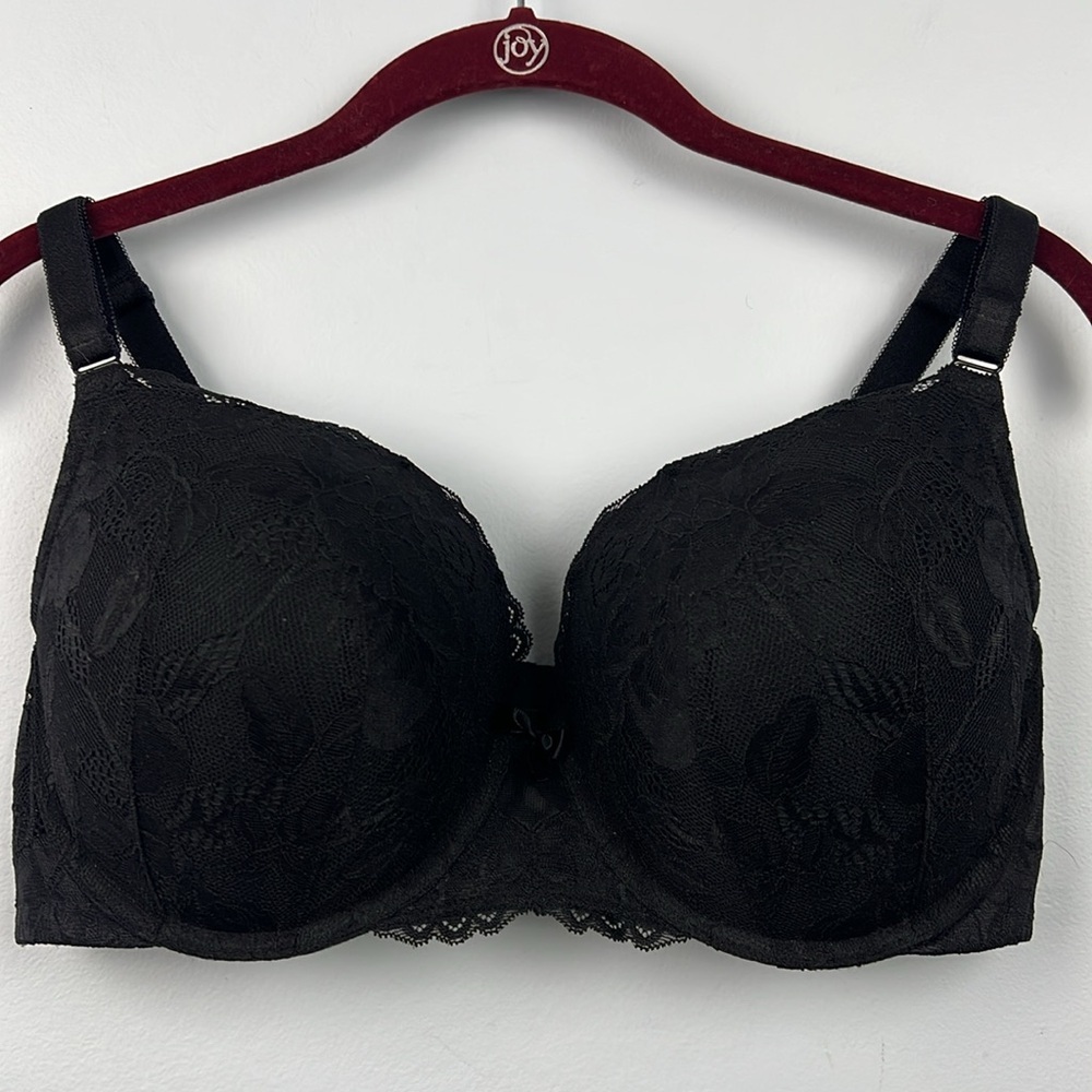 Torrid curve 38D 360 back smoothing black lace push up tshirt bra